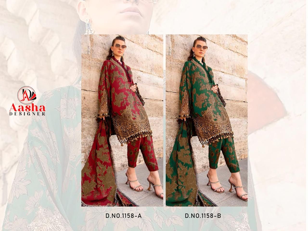 Aasha 1158 A and B Cotton Printed Pakistani Suits Suppliers In India
